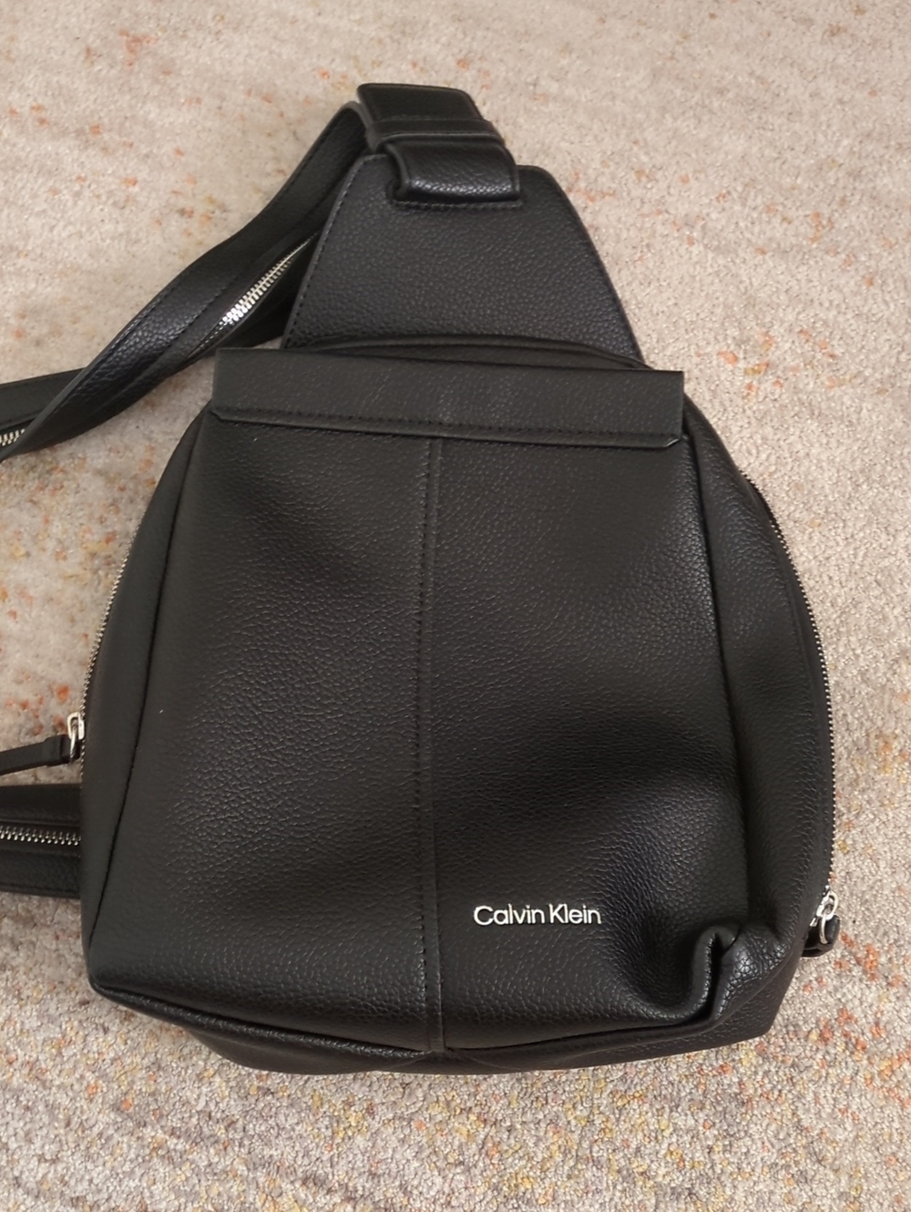 Calvin Klein Black Pebbled Crossbody Sling